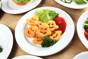 a host of delicious dishes on the table in the children's restaunt