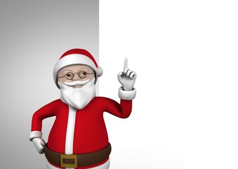 Santa claus figurine with hand pointing up