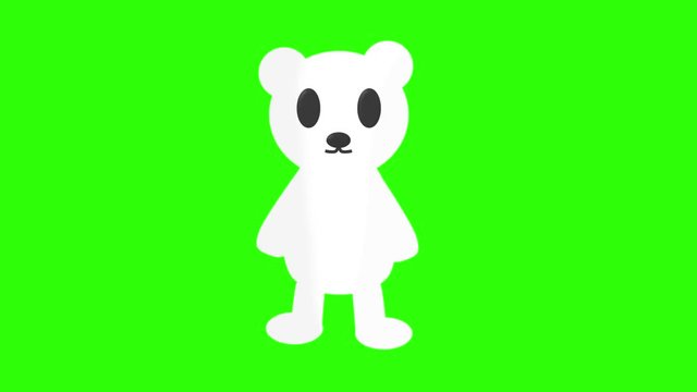 Cute polar bear green screen animation, graphic resource