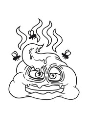 Shit kacke heap kot smell disgusting fly pile comic cartoon face