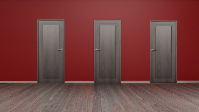 Wall with wooden door