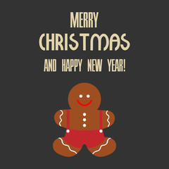 Fototapeta premium Vector illustration of a Christmas cookie with text merry christmas and happy new year