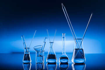 Science concept, Chemical laboratory glassware