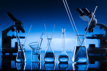 Science concept, Chemical laboratory glassware