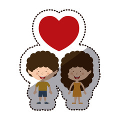 Boy and girl cartoon in love icon. Kid childhood little people and person theme. Isolated design. Vector illustration