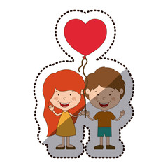 Boy and girl cartoon with heart balloon icon. Kid childhood little people and person theme. Isolated design. Vector illustration