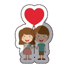 Boy and girl cartoon with heart balloon icon. Kid childhood little people and person theme. Isolated design. Vector illustration