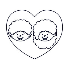 Boy and girl cartoon inside heart icon. Kid childhood little people and person theme. Isolated design. Vector illustration