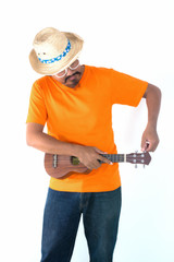 man with ukulele isolated