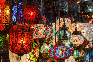 Turkish decorative lamps on Grand Bazaar at Istanbul