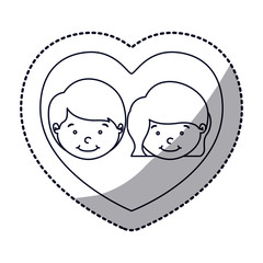 Boy and girl cartoon inside heart icon. Kid childhood little people and person theme. Isolated design. Vector illustration