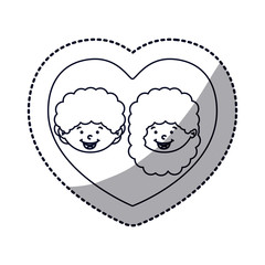 Boy and girl cartoon inside heart icon. Kid childhood little people and person theme. Isolated design. Vector illustration