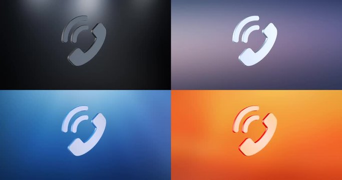 Animated Phone Ring 3d Icon Loop Modules for edit with alpha matte
