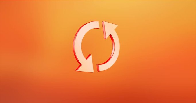 Animated Refresh Red 3d Icon Loop Modules for edit with alpha matte 
