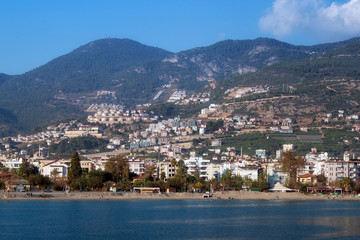 Fototapeta na wymiar Coast of the Alanya in autumn. Alanya is a popular resort on the Mediterranean Sea.