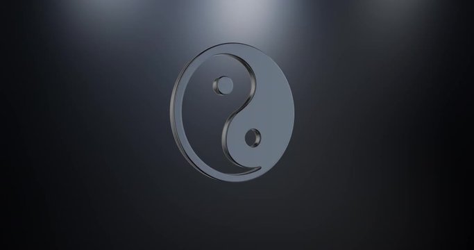 Animated Yin Black 3d Icon Loop Modules for edit with alpha matte 
