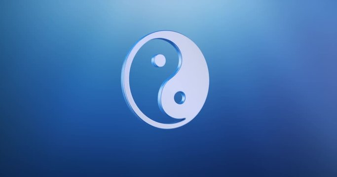 Animated Yin Blue 3d Icon Loop Modules for edit with alpha matte 
