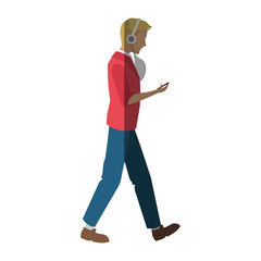 avatar boy with mp3 icon. Device gadget technology theme. Isolated design. Vector illustration