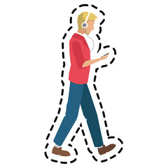 avatar boy with mp3 icon. Device gadget technology theme. Isolated design. Vector illustration