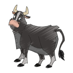 Bull cartoon icon. Animal farm nature rural and creature theme. Isolated design. Vector illustration
