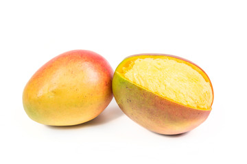 Two ripe mangos isolated on white background