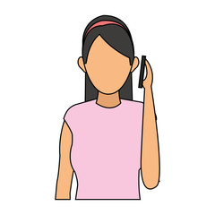 avatar girl with smartphone icon. Device gadget technology theme. Isolated design. Vector illustration