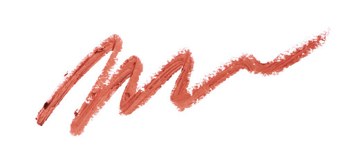 Smudged red color lipstick on background