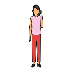 avatar girl with smartphone icon. Device gadget technology theme. Isolated design. Vector illustration