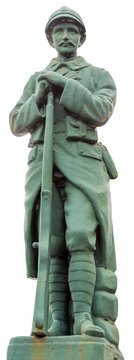 monument aux morts, poilu de la guerre 1914-1918, fond blanc 