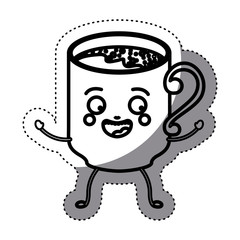 Coffee mug cartoon icon. Coffee time drink breakfast and beverage theme. Isolated design. Vector illustration
