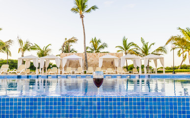  swimming pool with sun loungers