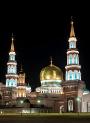 Fototapeta na wymiar Moscow Cathedral Mosque. Night Photography.