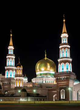 Moscow Cathedral Mosque. Night Photography.