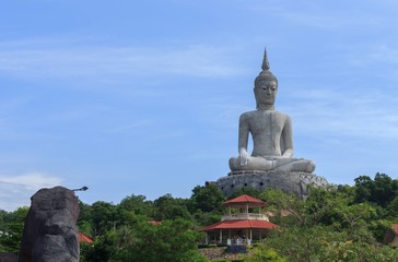 .Buddha statue in a temple on the mountain of Thailand.