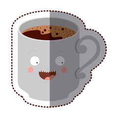 Coffee mug cartoon icon. Coffee time drink breakfast and beverage theme. Isolated design. Vector illustration