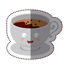 Coffee cup cartoon icon. Coffee time drink breakfast and beverage theme. Isolated design. Vector illustration