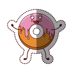 Donut cartoon decorated icon. Dessert sweet pastry and bakery theme. Isolated design. Vector illustration