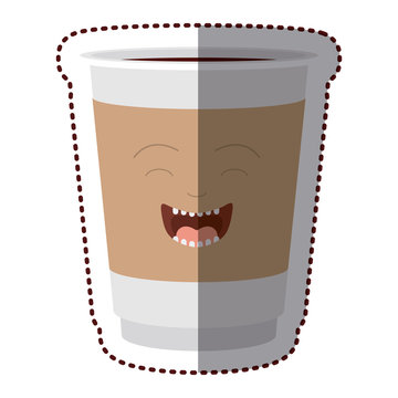 Coffee mug cartoon icon. Coffee time drink breakfast and beverage theme. Isolated design. Vector illustration