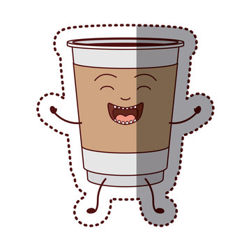 Coffee mug cartoon icon. Coffee time drink breakfast and beverage theme. Isolated design. Vector illustration