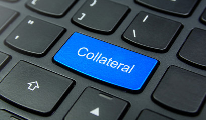 Business Concept: Close-up the Collateral button on the keyboard and have Azure, Cyan, Blue, Sky...