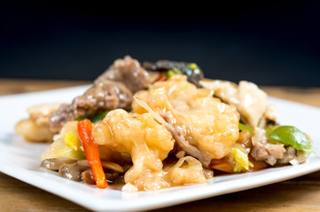 mixed wok fried stir fry with sweet peppers and chinese vegetabl