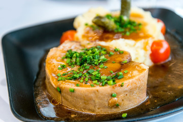 Fresh pate with lettuce on the table
