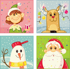 Christmas Cartoon Characters Vector Set