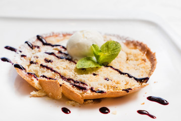 almond cake with ice cream