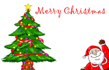 Merry Christmas Santa Claus Christmas Tree Celebration