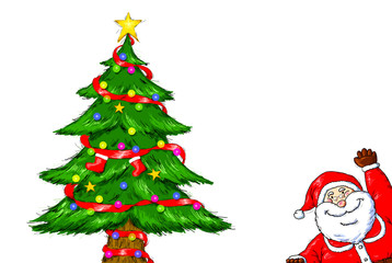 Merry Christmas Santa Claus Christmas Tree Celebration