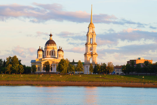 View of the Spaso-Preobrazhensky Cathedral July evening. Rybinsk, Russia
