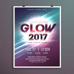 2017 new year party flyer brochure template with glowing backgro