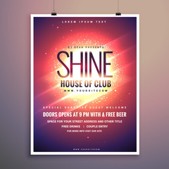 shine club music party flyer template with glowing background