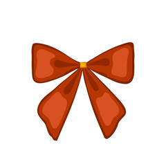 Decorative red cartoon bow. Isolated object on a white background. Vector illustration.